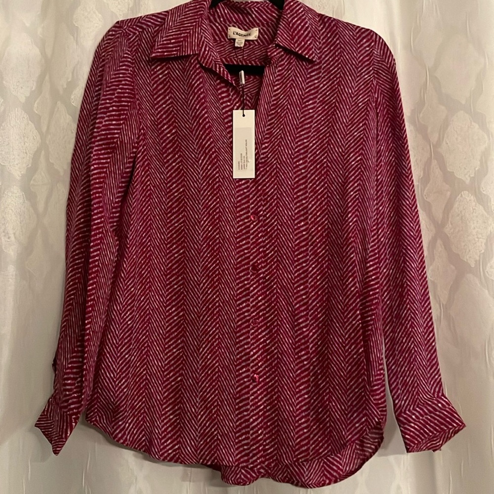 L’AGENCE Nina long sleeve blouse Pink NWT